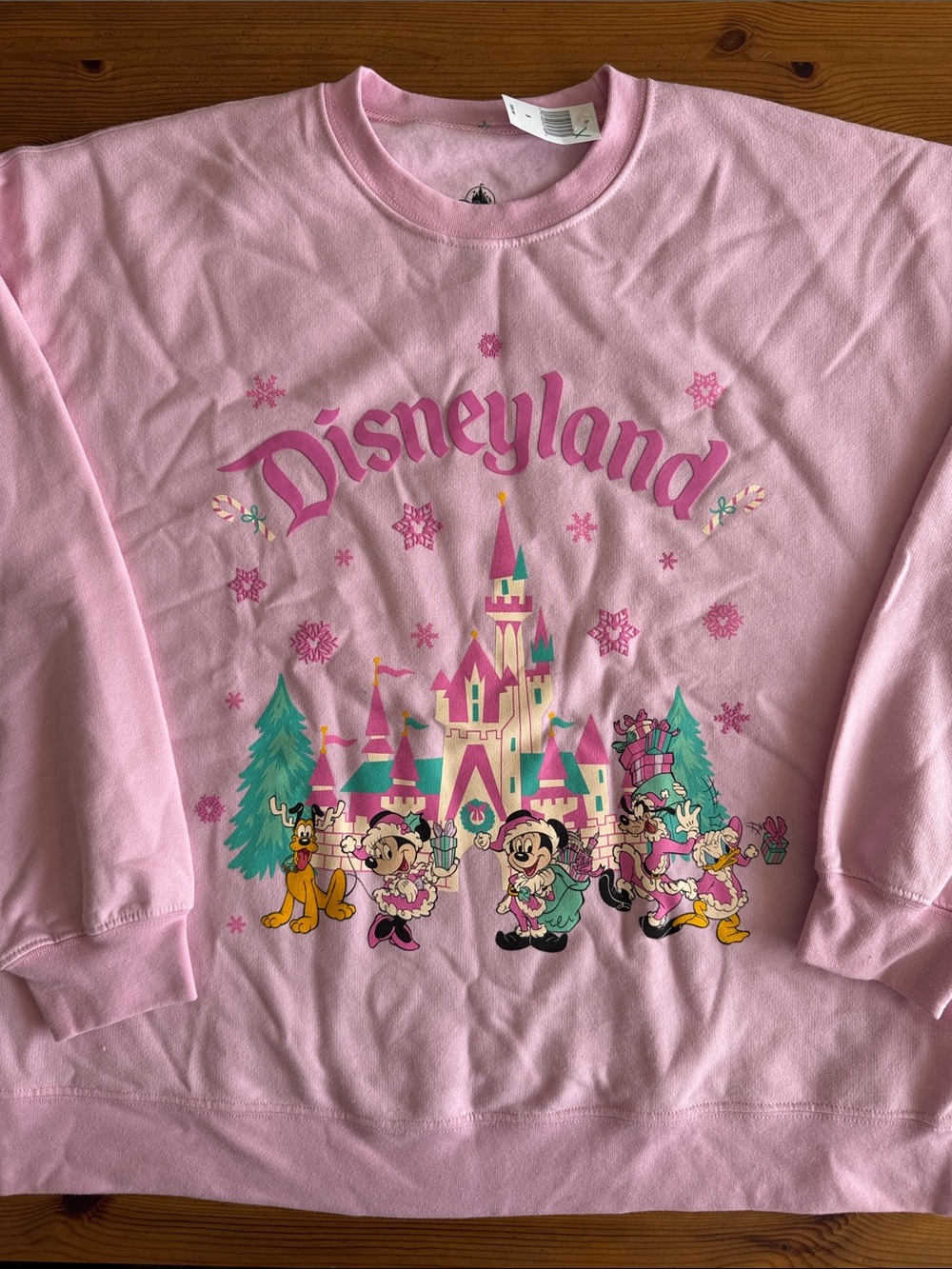 Disney Disneyland Holiday Christmas Pink Sweatshirt - Mickey & Friends Castle